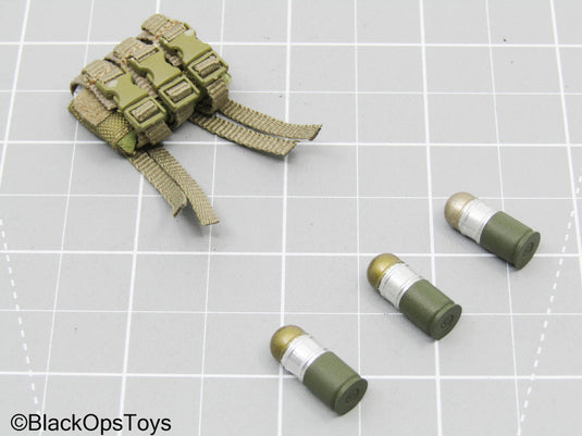 Tan Triple Mag Pouch w/40mm Grenade Rounds