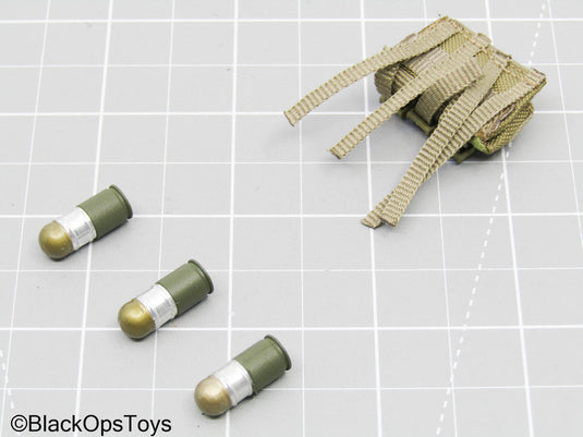 Tan Triple Mag Pouch w/40mm Grenade Rounds