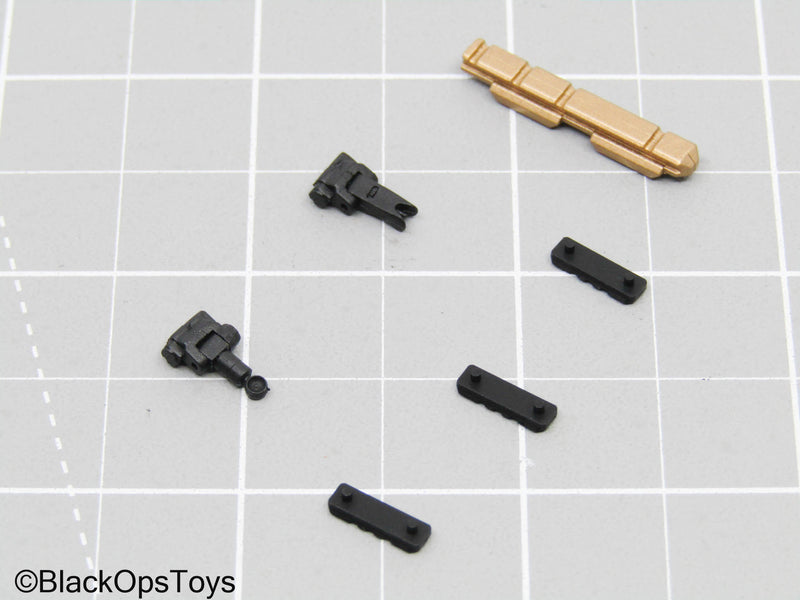 Load image into Gallery viewer, Gold Gun Railing w/Iron Sights &amp; Riser Mounts
