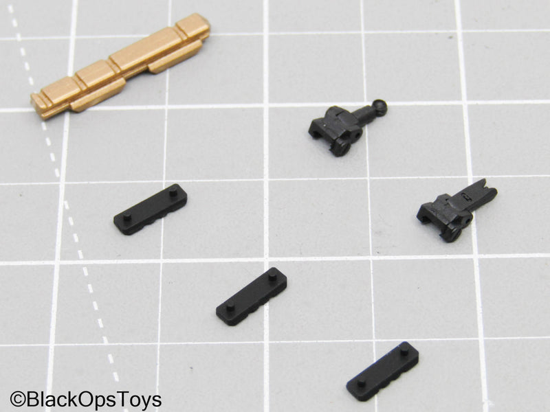 Load image into Gallery viewer, Gold Gun Railing w/Iron Sights &amp; Riser Mounts
