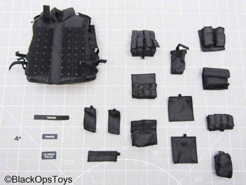 Load image into Gallery viewer, Speed - LAPD SWAT - Black Combat Vest w/Hook &amp; Loop Pouch Set
