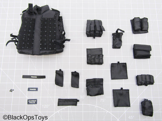Speed - LAPD SWAT - Black Combat Vest w/Hook & Loop Pouch Set