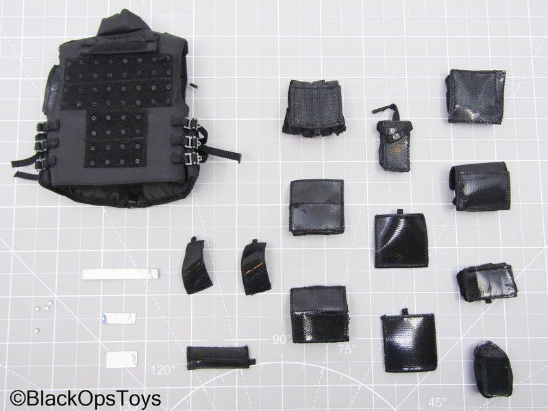 Load image into Gallery viewer, Speed - LAPD SWAT - Black Combat Vest w/Hook &amp; Loop Pouch Set
