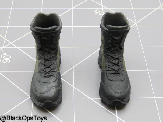 GI JOE - Flint - Black & Green Combat Boots (Peg Type)