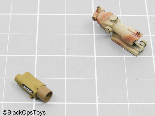Tan ACOG Scope w/Tac Light (Easy & Simple)