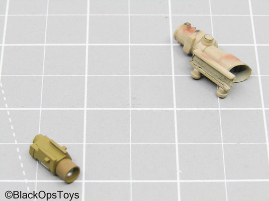 Tan ACOG Scope w/Tac Light (Easy & Simple)