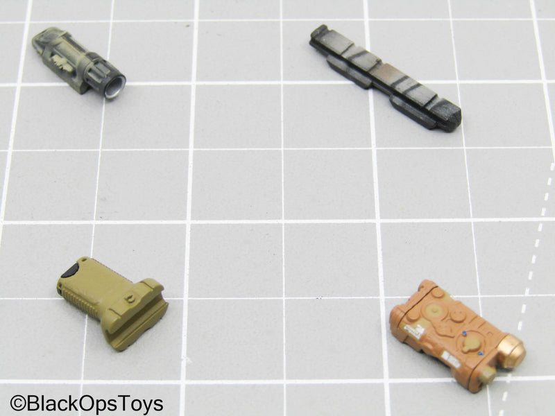 Load image into Gallery viewer, Tan PEQ w/Tac Light, Foregrip, &amp; Gun Railing
