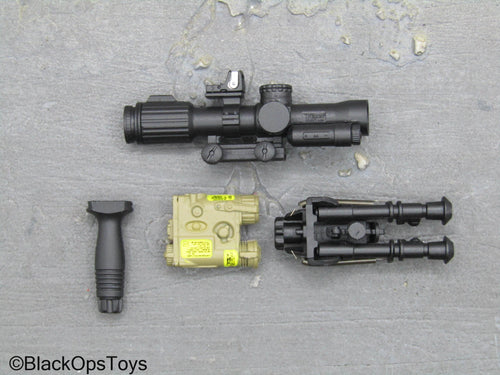 USMC - Black Scope w/Bipod, Foregrip & Tan PEQ