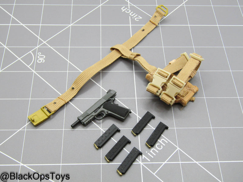 Load image into Gallery viewer, GI JOE - Flint - Grey 1911 Pistol w/Tan Drop Leg Holster
