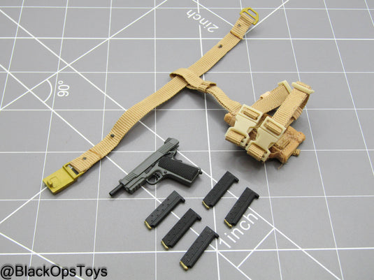 GI JOE - Flint - Grey 1911 Pistol w/Tan Drop Leg Holster