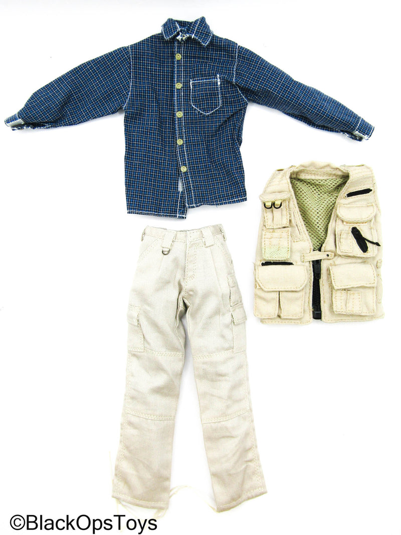 Load image into Gallery viewer, PMC - Blue Plaid Shirt w/Tan Pants &amp; Tan PMC Vest
