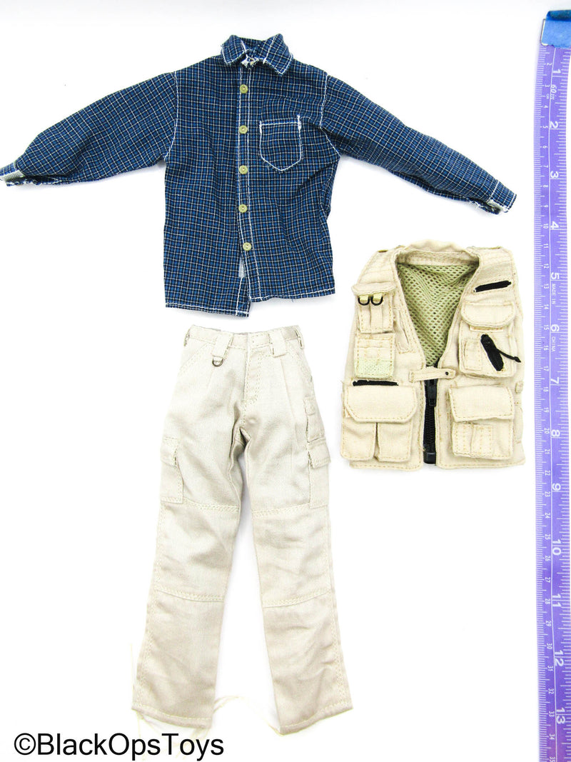 Load image into Gallery viewer, PMC - Blue Plaid Shirt w/Tan Pants &amp; Tan PMC Vest
