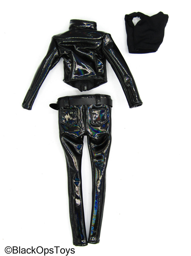 Load image into Gallery viewer, Gangsters Kingdom Vera - Black Leather Like Matrix Female Biker Uniform
