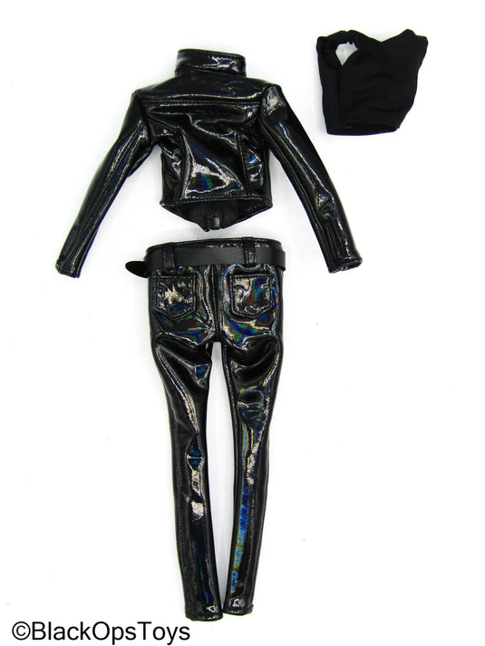 Gangsters Kingdom Vera - Black Leather Like Matrix Female Biker Uniform