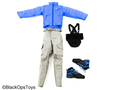 Blue Cold Weather Jacket w/Tan Pants & Blue Climbing Boots