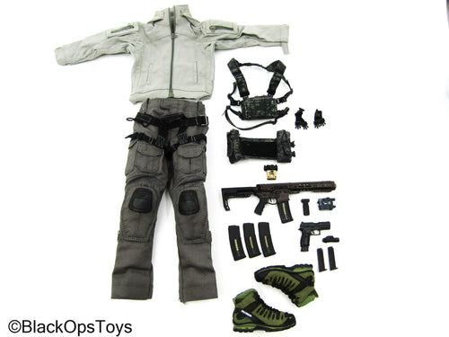 Grey Combat Jacket w/Grey Pants, Harness, Boots, & CQB Rifle