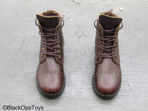 Fury - Sherman Tank Loader - Brown Leather Like Boots (Foot Type)