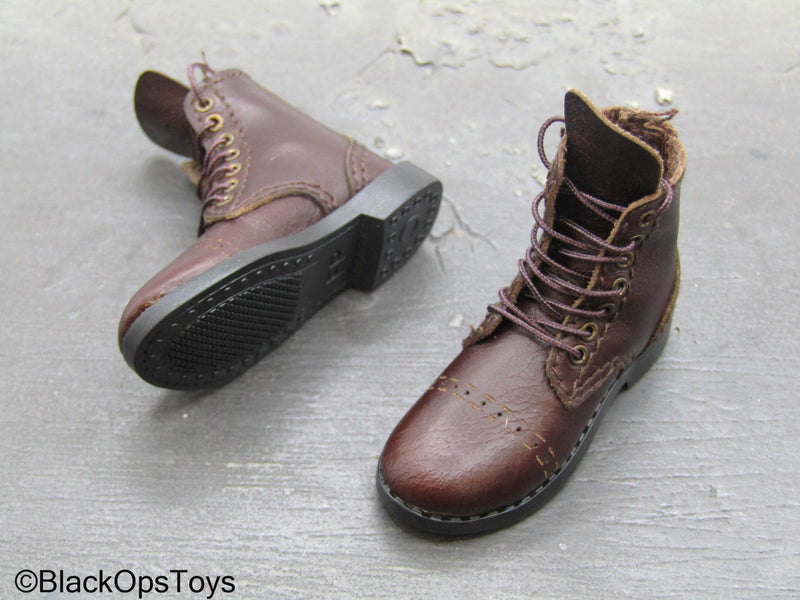 Load image into Gallery viewer, Fury - Sherman Tank Loader - Brown Leather Like Boots (Foot Type)
