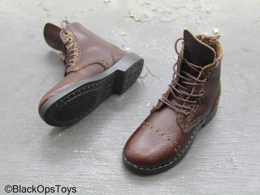 Fury - Sherman Tank Loader - Brown Leather Like Boots (Foot Type)