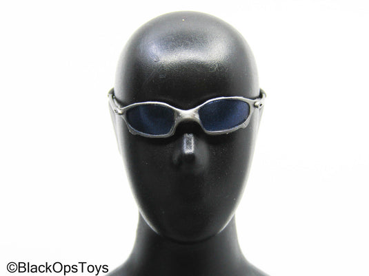 Blue Tinted Silver Sunglasses