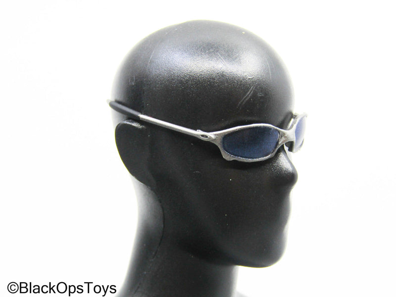 Load image into Gallery viewer, Blue Tinted Silver Sunglasses
