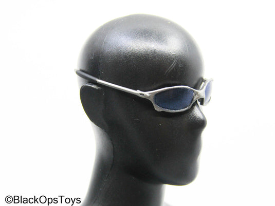 Blue Tinted Silver Sunglasses
