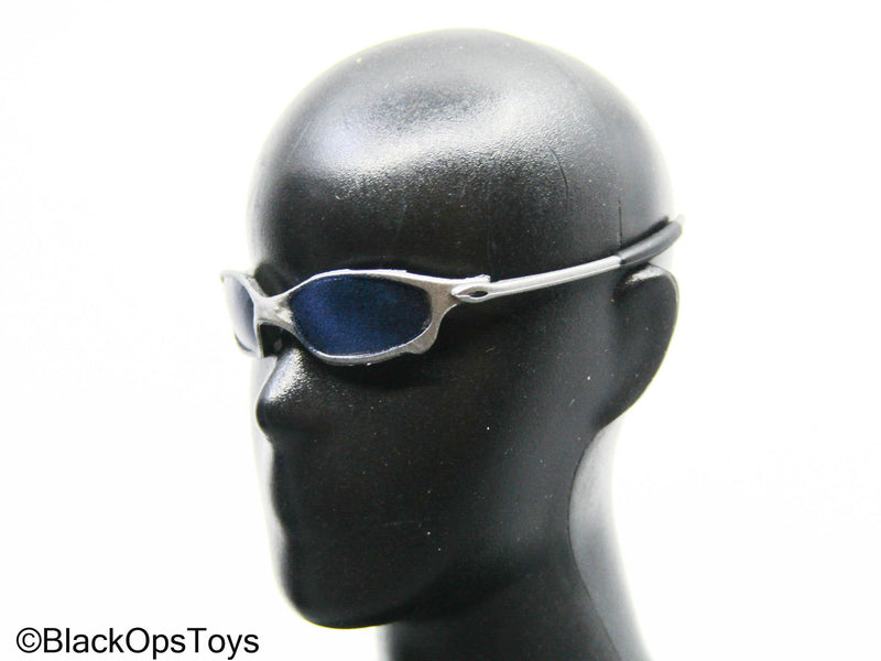 Load image into Gallery viewer, Blue Tinted Silver Sunglasses
