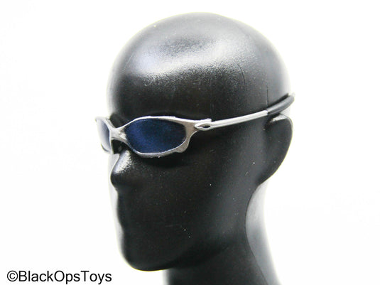 Blue Tinted Silver Sunglasses