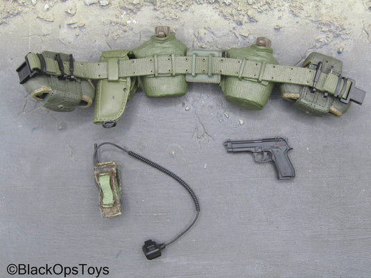 Green Duty Belt & Pouch Set w/M9 Pistol