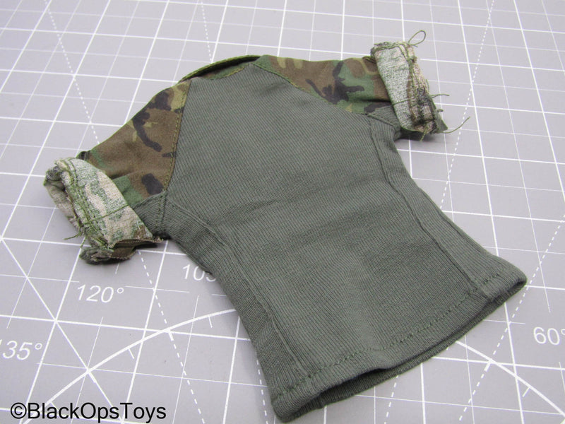 Load image into Gallery viewer, Woodland Camo Combat Shirt w/Cutoff Sleeves
