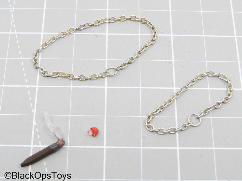 Load image into Gallery viewer, Black Smoking Pipe w/Silver Chains
