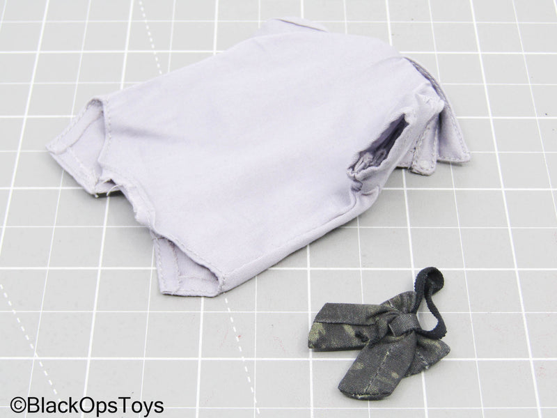 Load image into Gallery viewer, Female Light Grey Button Down Shirt w/Ribbon Tie
