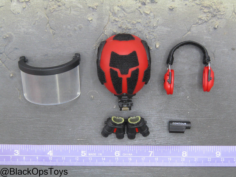 Load image into Gallery viewer, Zombie Hunter - Red Helmet w/Face Shield &amp; NVG Set

