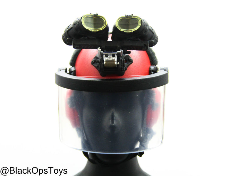 Load image into Gallery viewer, Zombie Hunter - Red Helmet w/Face Shield &amp; NVG Set

