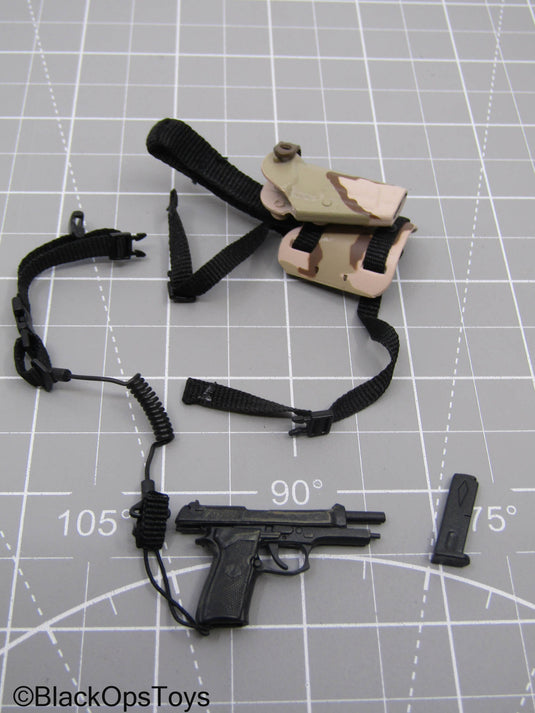 M9 Pistol w/3C Desert Camo Dropleg Holster (Hot Toys)