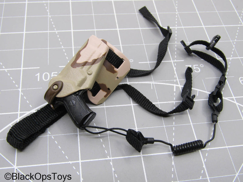 Load image into Gallery viewer, M9 Pistol w/3C Desert Camo Dropleg Holster (Hot Toys)
