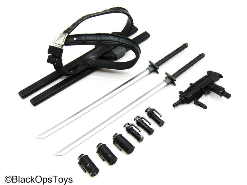 Load image into Gallery viewer, GI Joe - Snake Eyes - Katanas w/Grenades, Uzi, &amp; Cross Body Sheath
