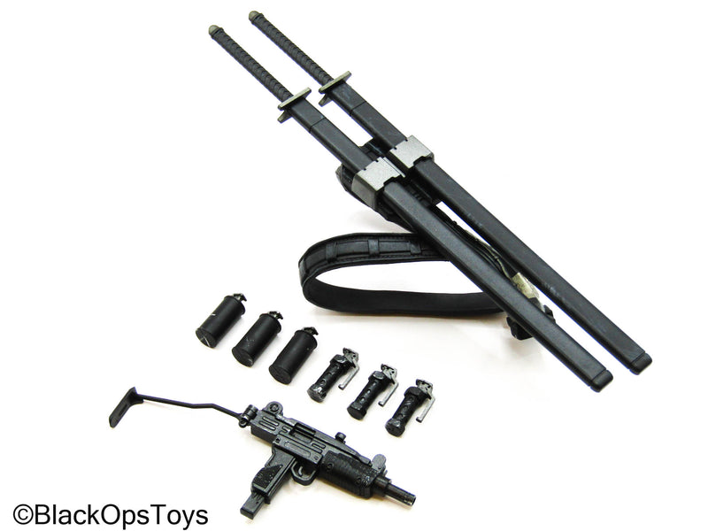 Load image into Gallery viewer, GI Joe - Snake Eyes - Katanas w/Grenades, Uzi, &amp; Cross Body Sheath
