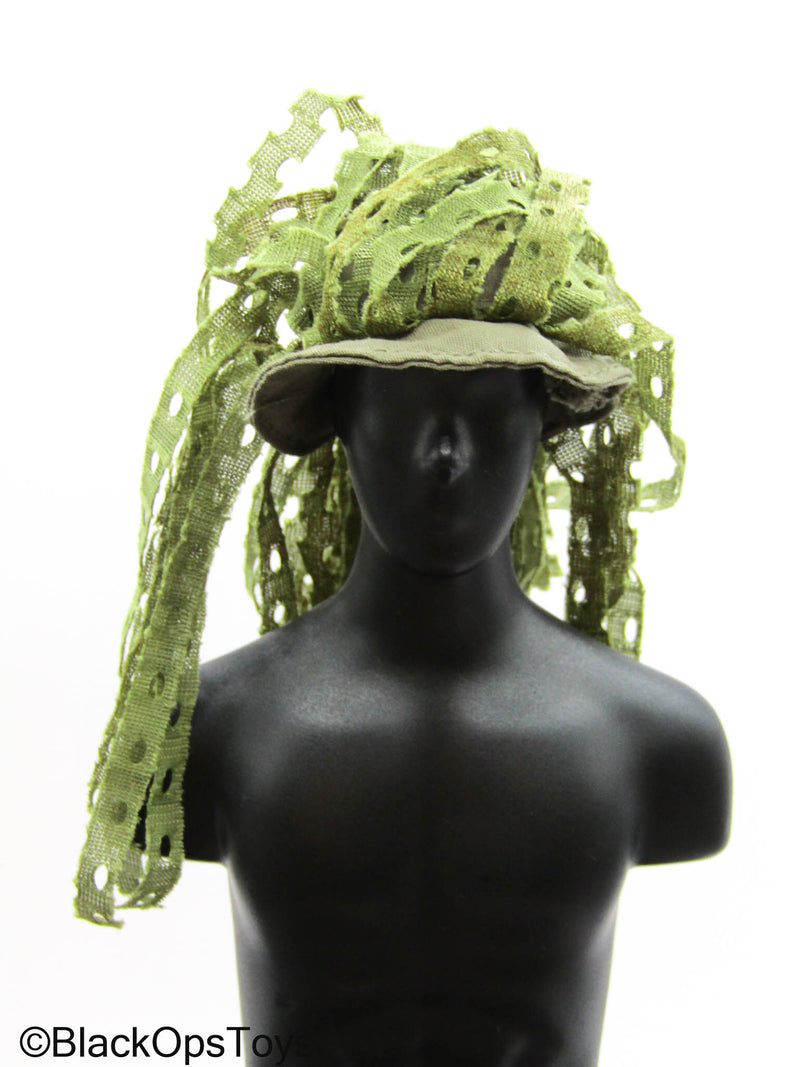 Load image into Gallery viewer, Green Boonie Hat w/Ghillie Material
