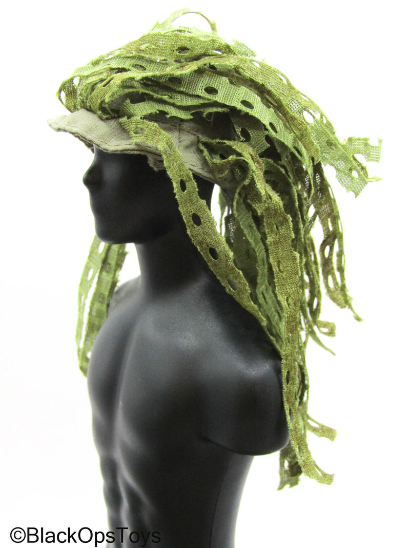 Load image into Gallery viewer, Green Boonie Hat w/Ghillie Material

