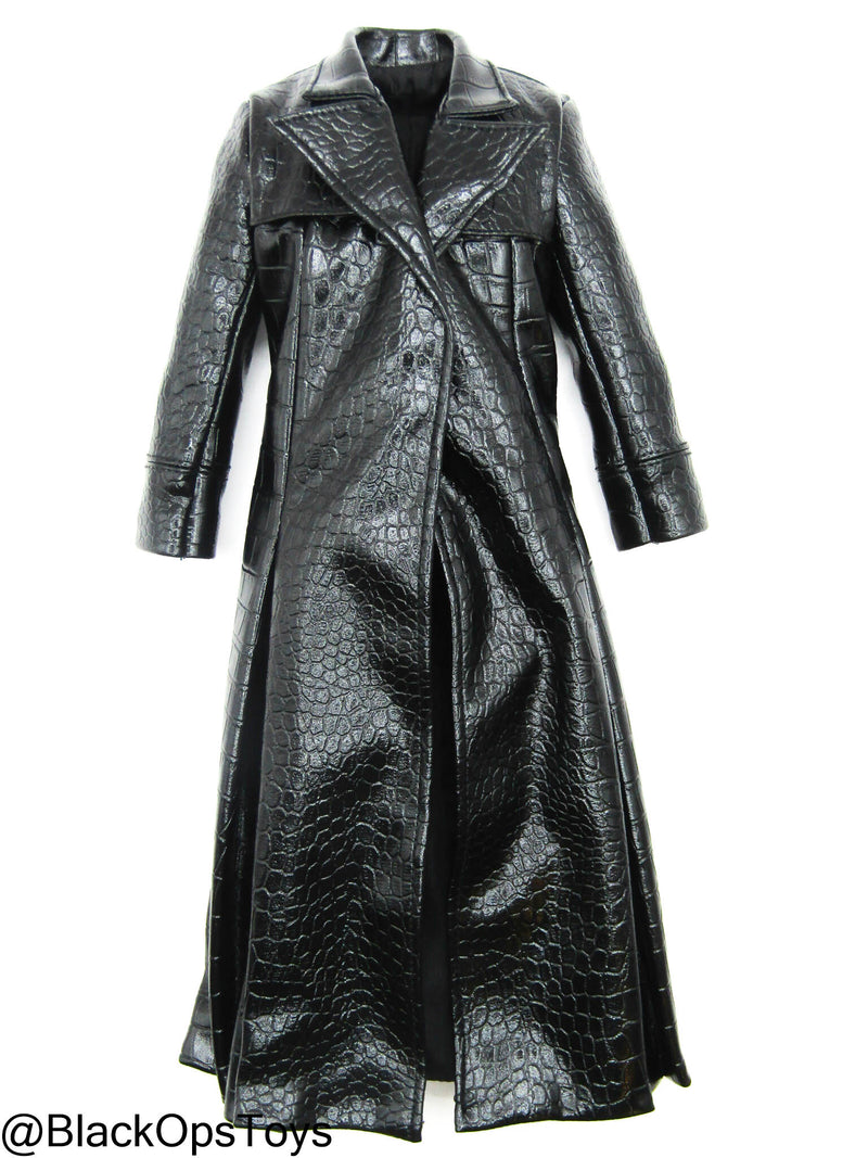 Load image into Gallery viewer, Sage Mentor - Black Leather Like Trench Coat
