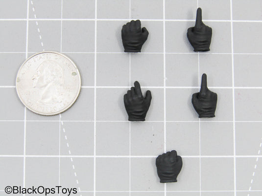 1/12 Black Gloved Male Hand Set (x5)