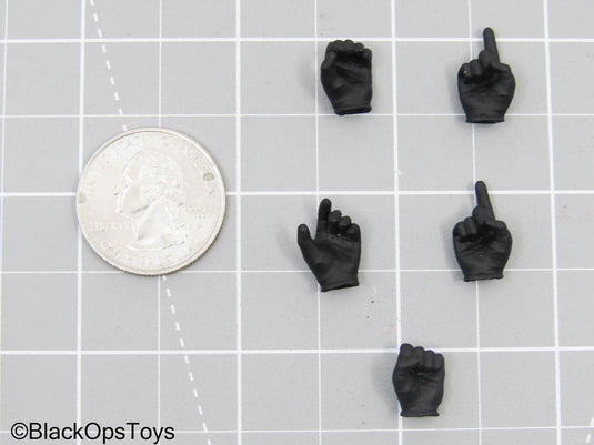 1/12 Black Gloved Male Hand Set (x5)