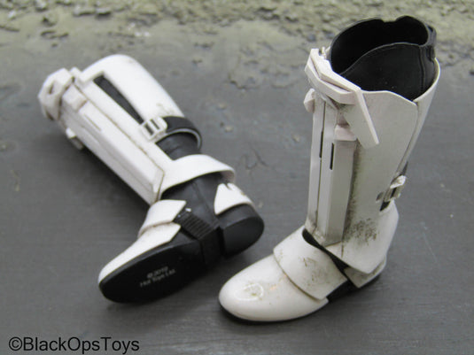 Scratch & Dent (READ DESC) - Custom Weathered White Boots (Peg Type)