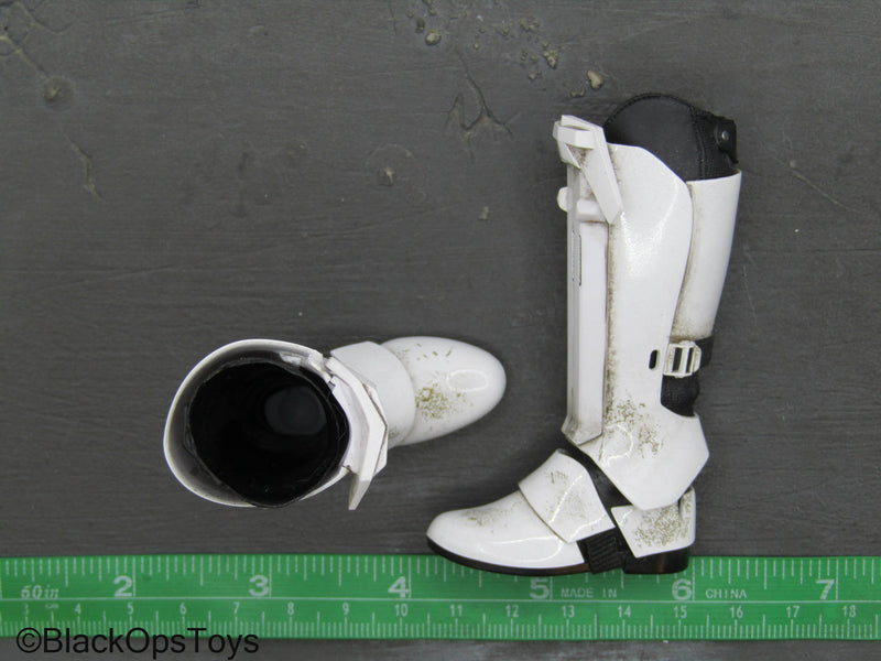 Load image into Gallery viewer, Scratch &amp; Dent (READ DESC) - Custom Weathered White Boots (Peg Type)
