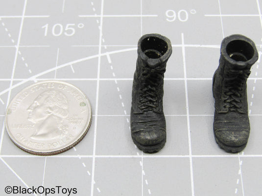 1/12 Black Combat Boots (Peg Type)
