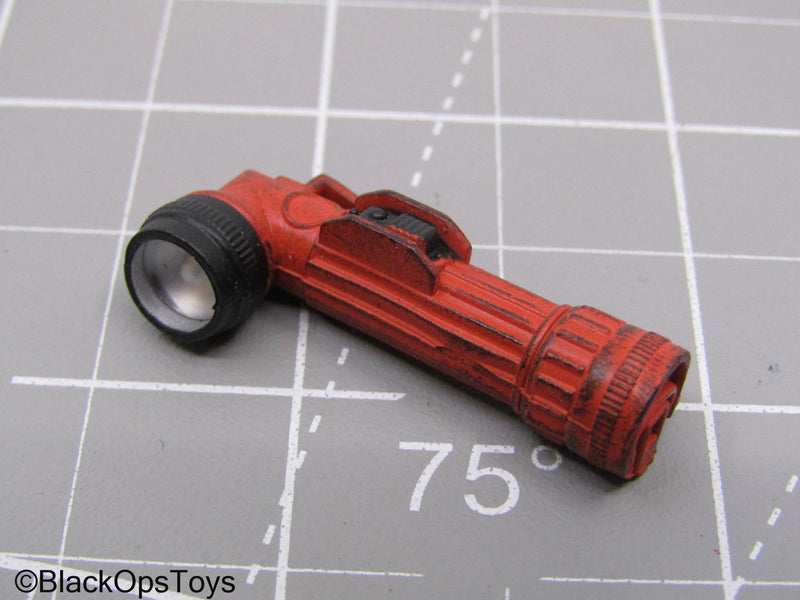 Load image into Gallery viewer, Weathered Red-Orange Angle Head Flashlight
