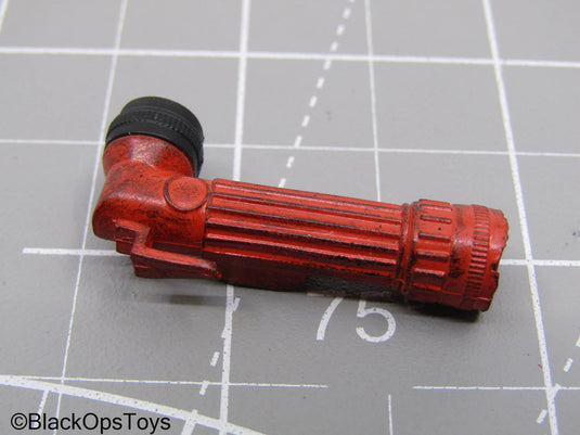 Weathered Red-Orange Angle Head Flashlight