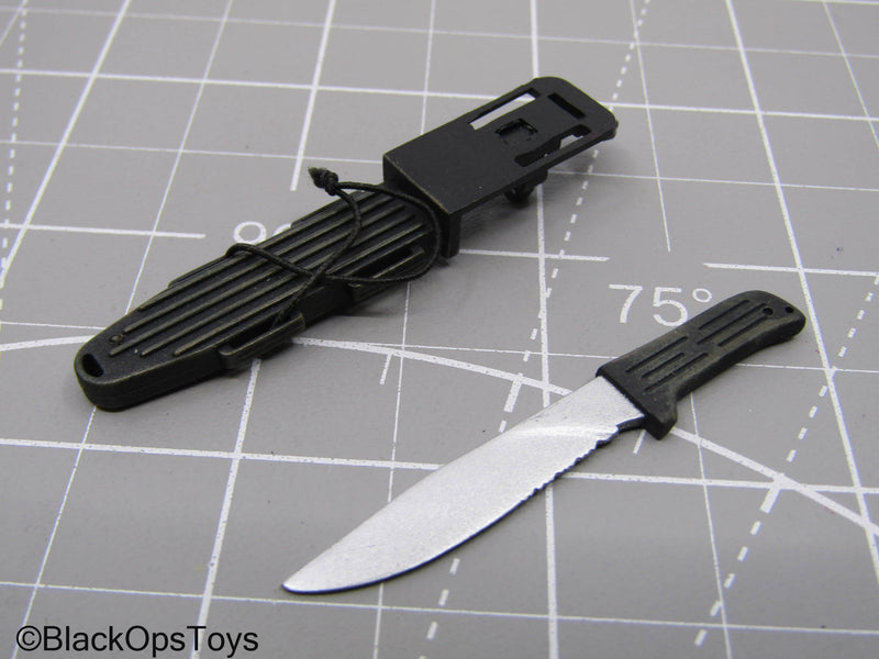 Load image into Gallery viewer, Weathered Black Combat Knife w/Sheath
