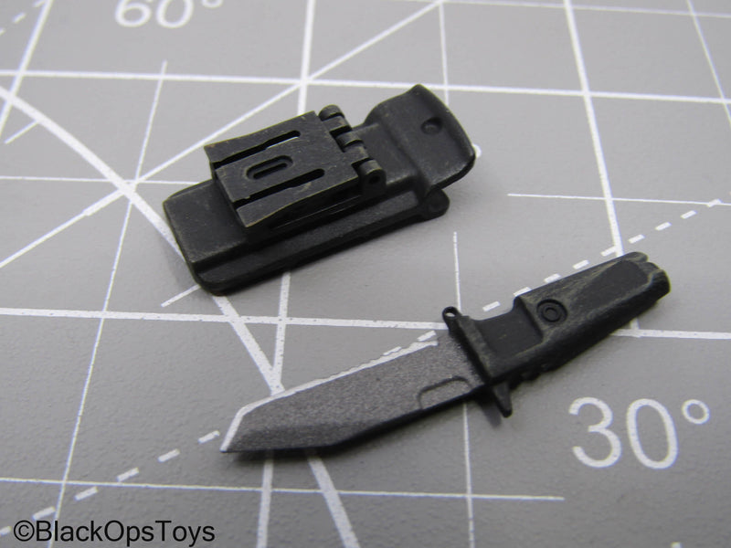 Load image into Gallery viewer, Black Combat Knife w/MOLLE Compatible Sheath
